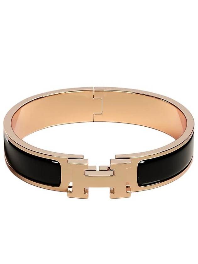 Clic H Bracelet Rose Gold Noir - HERMES - BALAAN 2