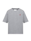 Small Heart Logo Boxy Fit Short Sleeve T-Shirt Grey - AMI - BALAAN 1