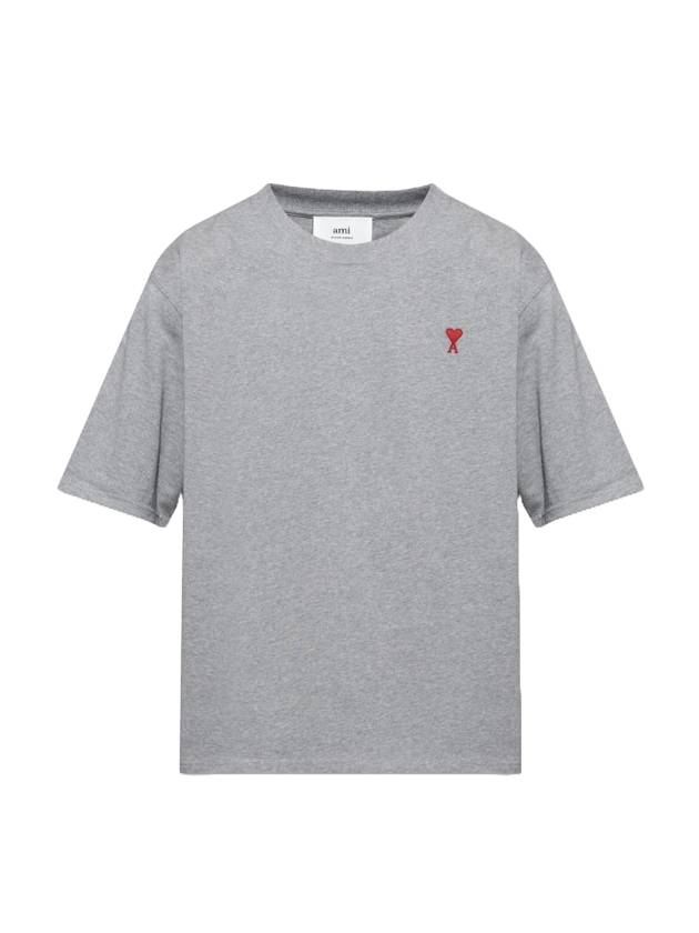 Small Heart Logo Boxy Fit Short Sleeve T-Shirt Grey - AMI - BALAAN 1