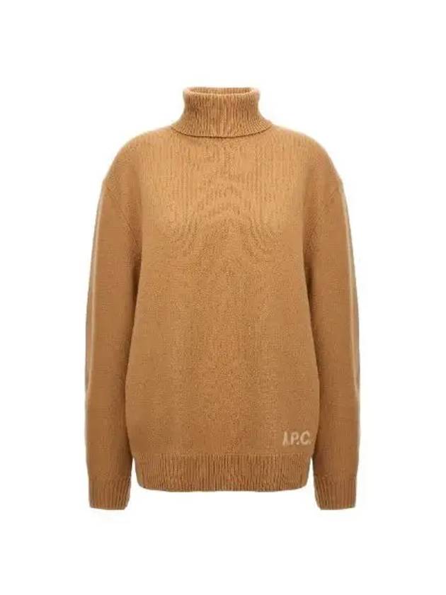 Logo Knitted Wool Turtleneck Camel - A.P.C. - BALAAN 2