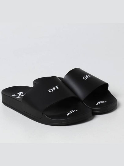 Logo Pool Slippers Black - OFF WHITE - BALAAN 2