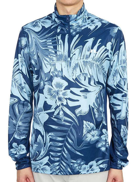 Emanuel Print Mid Layer Long Sleeve T-Shirt Blue - J.LINDEBERG - BALAAN 2