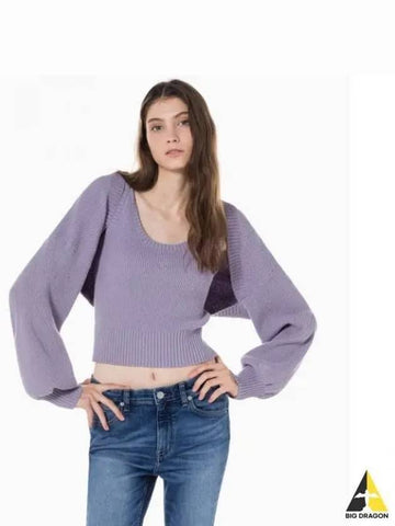 JEANS Women s Lavender Bolero Cardigan Sleeveless Knit Top Set J221665 PC1 - CALVIN KLEIN - BALAAN 1