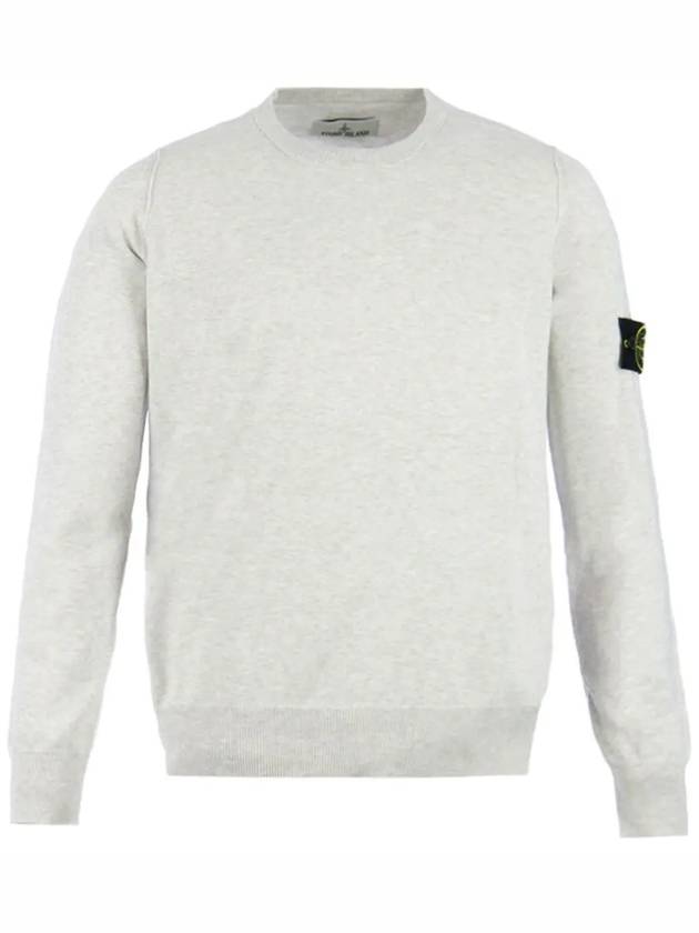 Wappen Patch Crew Neck Soft Cotton Knit Top White - STONE ISLAND - BALAAN 2