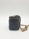 Gold Ball Vanity Bag Square Strap Adjustable Cross Lambskin Black Plated AP1447 - CHANEL - BALAAN 4