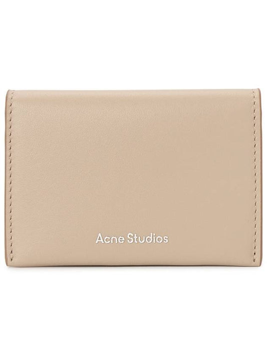 Folded Leather Card Wallet Taupe Beige - ACNE STUDIOS - BALAAN 2