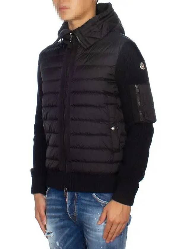 Logo Patch Padded Wool Cardigan Black - MONCLER - BALAAN 10