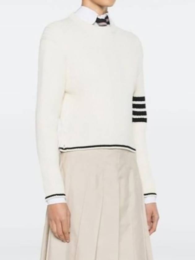 4 Bar Stripe Cable Knit Top White - THOM BROWNE - BALAAN 4