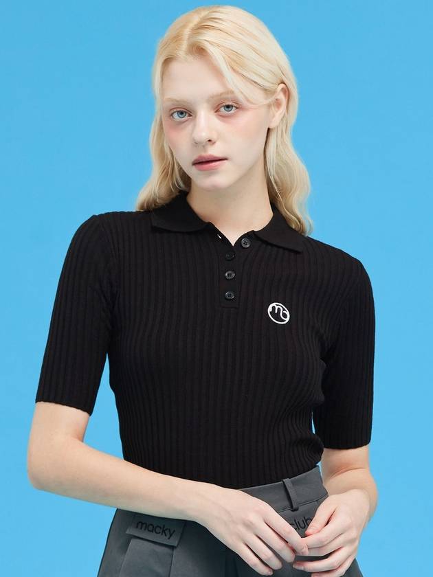 Women s Slim Button Knit Black MCFW24KN4IV - MACKY - BALAAN 1