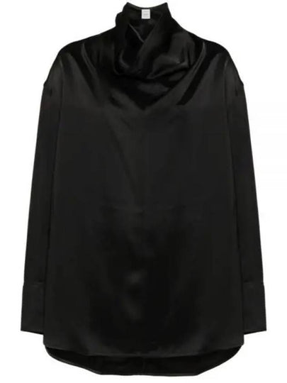 Funnel Neck Satin Blouse Black - TOTEME - BALAAN 2