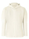 Men's MC Jun Pleated Zip Up Hoodie Ivory - ISSEY MIYAKE - BALAAN 1