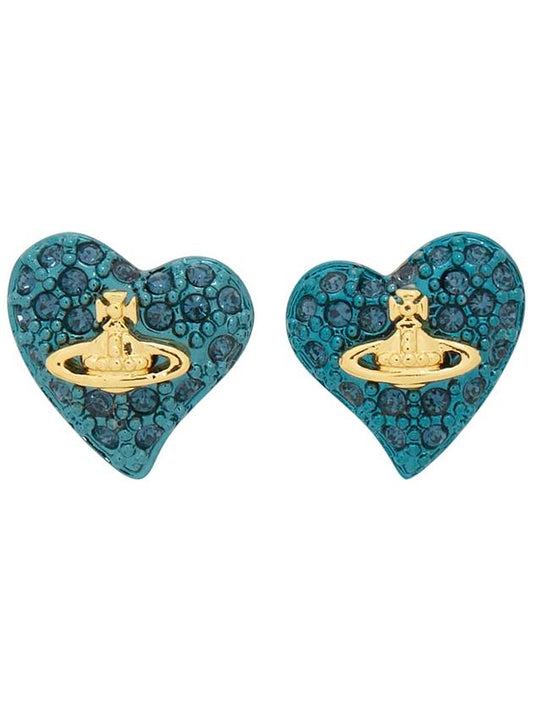 Women's Tiny Diamante Heart Earrings Blue - VIVIENNE WESTWOOD - BALAAN 2