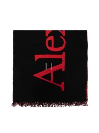 Oversized Logo Intarsia Muffler Black Red - ALEXANDER MCQUEEN - BALAAN 2