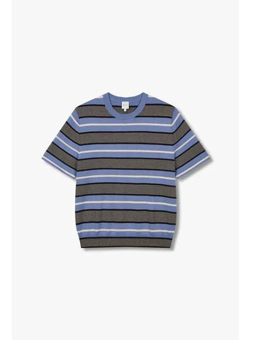 Cotton Silk Striped Knit Blue - PAUL SMITH - BALAAN 1