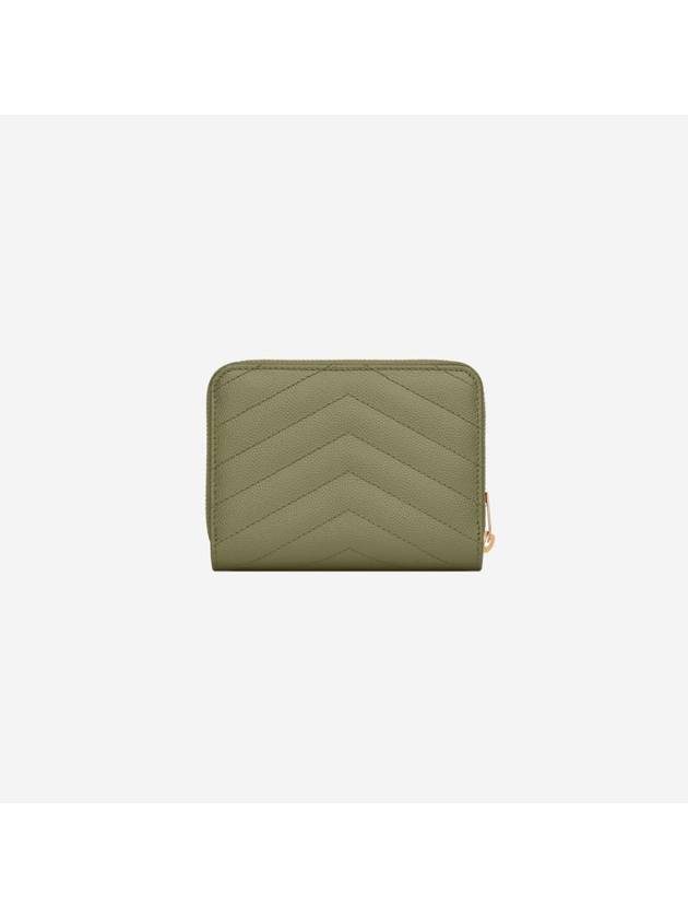 Monogram Compact Zipper Half Wallet Green - SAINT LAURENT - BALAAN 5