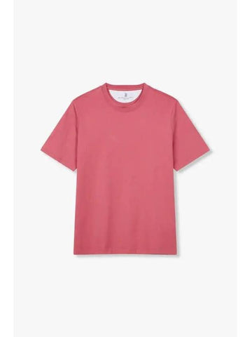 Men s Short Sleeve Crew Neck T Shirt Dark Pink - BRUNELLO CUCINELLI - BALAAN 1