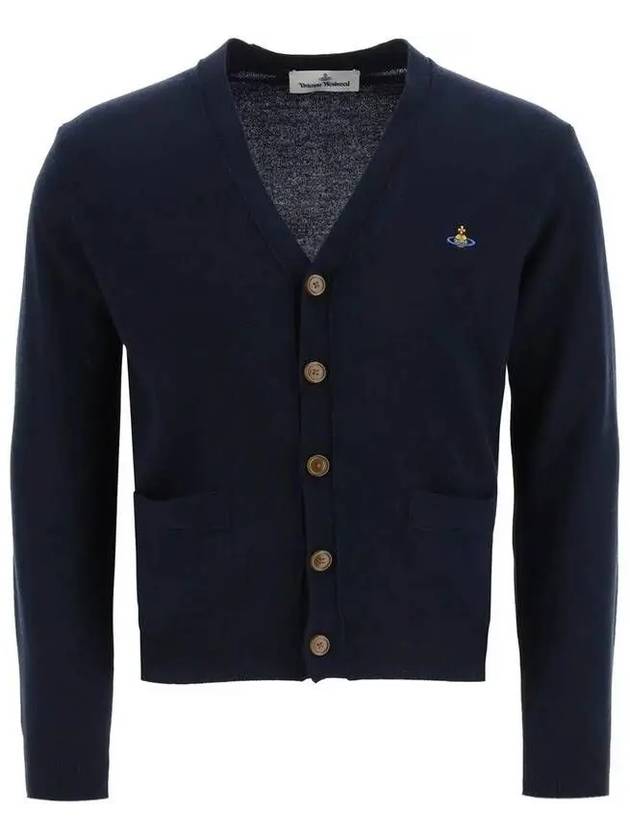 Logo Embroided Button Wool Cardigan Navy - VIVIENNE WESTWOOD - BALAAN 2