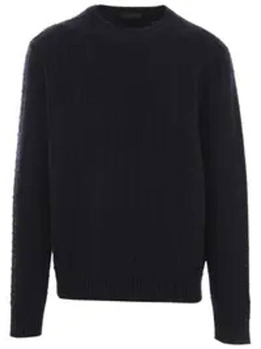 Crew neck knit top navy - PRADA - BALAAN 1