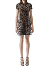 Women's Leopard Short Dress Brown - STELLA MCCARTNEY - BALAAN.