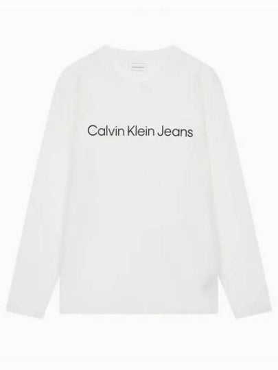 Jeans Institutional Logo Relaxed Fit Long Sleeve T-Shirt White - CALVIN KLEIN - BALAAN 2