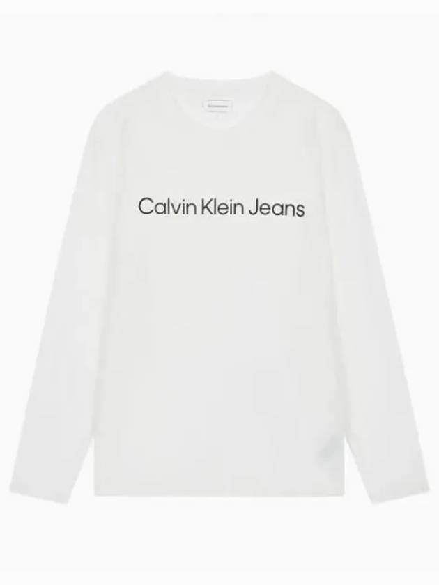 JEANS Men s Relaxed Fit Institutional Logo Long Sleeve T Shirt White J327430 YAF - CALVIN KLEIN - BALAAN 2