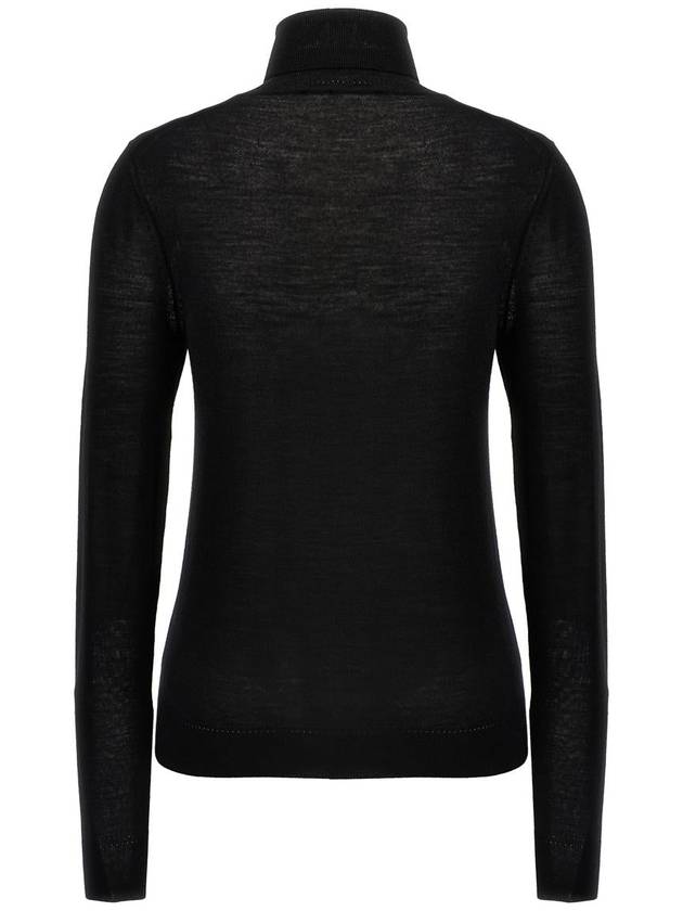 Cassandre Wool Turtle Neck Black - SAINT LAURENT - BALAAN 3