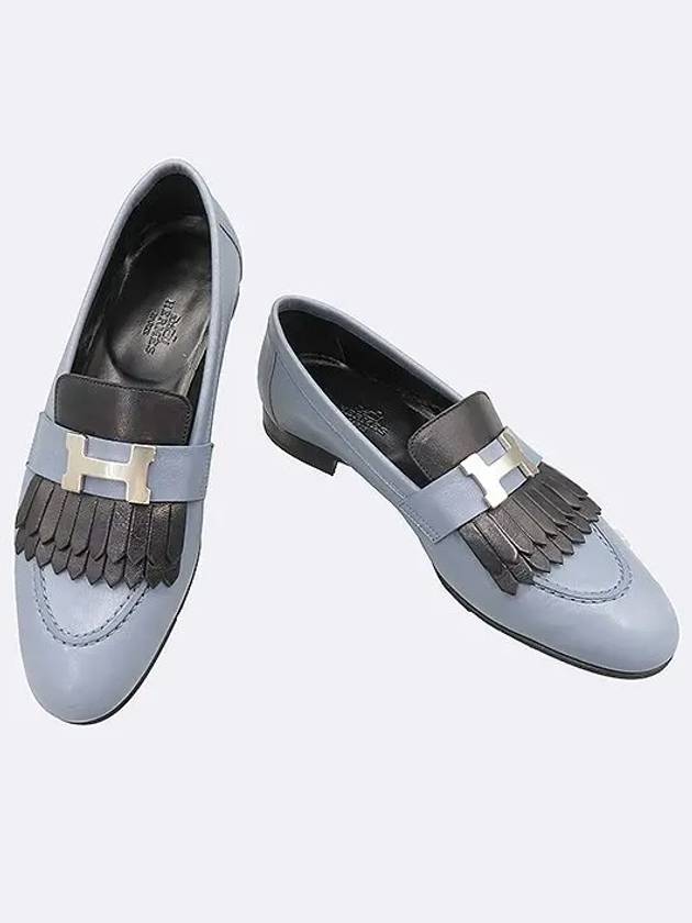 Smith Market Used Luxury Blue Loafers Women s Shoes - HERMES - BALAAN 2