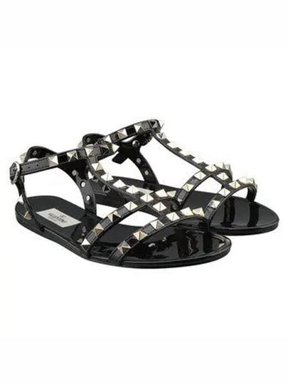 Women's Rockstud Flat Sandals Black - VALENTINO - BALAAN 2