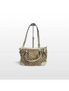 Gucci GG logo jacquard light metallic gold leather top handle 2WAY bag 247902 - GUCCI - BALAAN 3