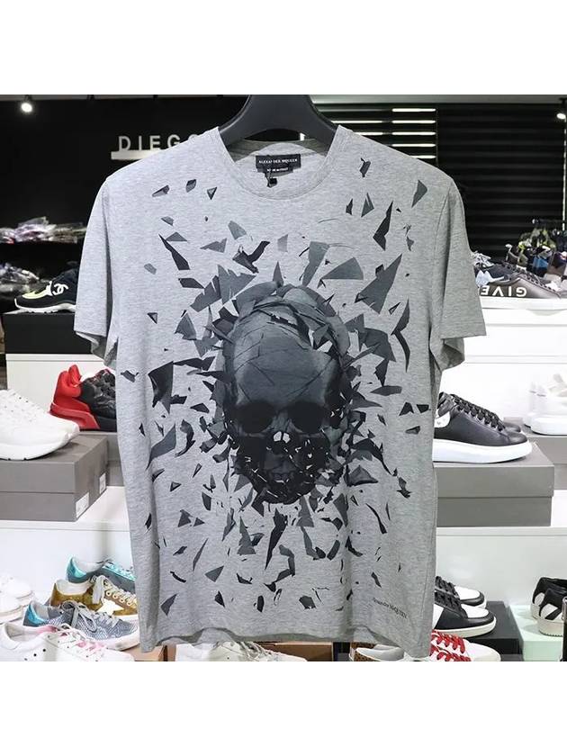 Skull Graffiti Logo Short Sleeve T-Shirt Grey - ALEXANDER MCQUEEN - BALAAN 2