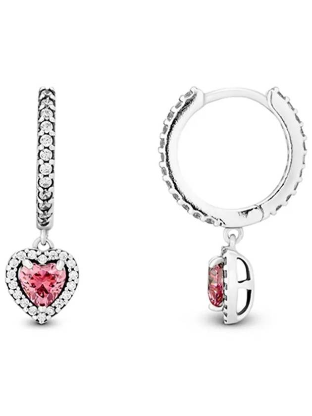 Sparkling Halo Heart Hoop Earrings Pink - PANDORA - BALAAN 4