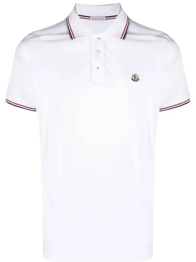 Logo Patch Short Sleeve Polo Optical White - MONCLER - BALAAN 2