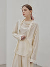 Women's Henna Strap Drape Blouse Ivory - ARIFF - BALAAN 2