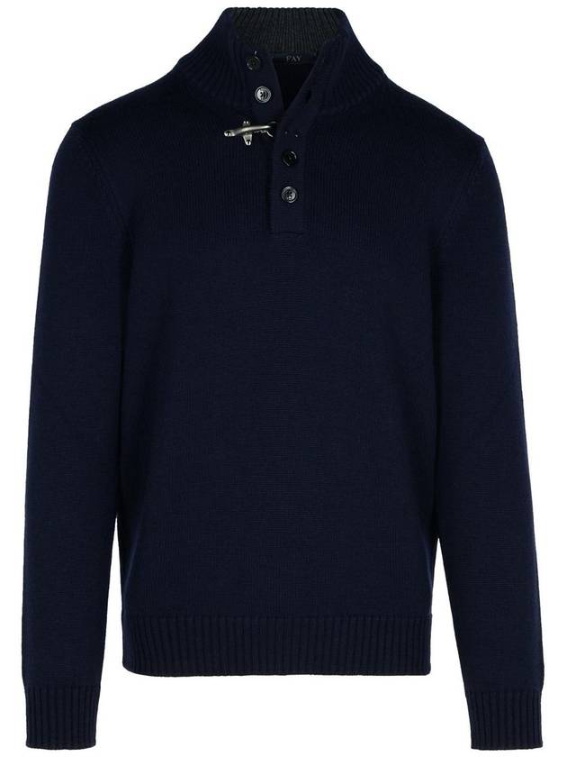 Fay Navy Virgin Wool Turtleneck Sweater - FAY - BALAAN 1