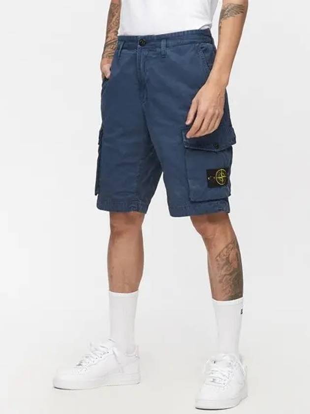 Wappen Patch Cargo Shorts Blue - STONE ISLAND - BALAAN 3