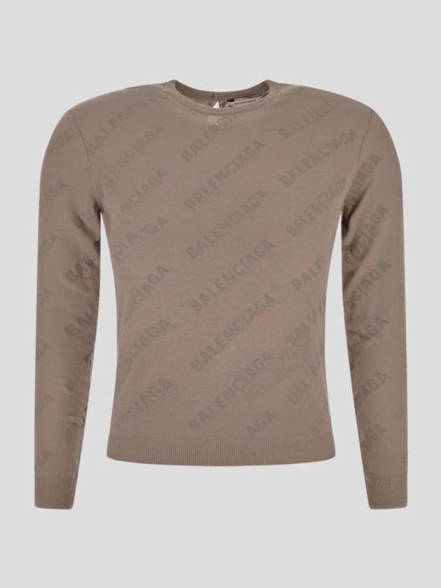 Allover Logo Pattern Knit Top Dark Beige - BALENCIAGA - BALAAN 4