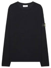 Men's Logo Patch Crew Neck Soft Cotton Knit Top Black - STONE ISLAND - BALAAN 2