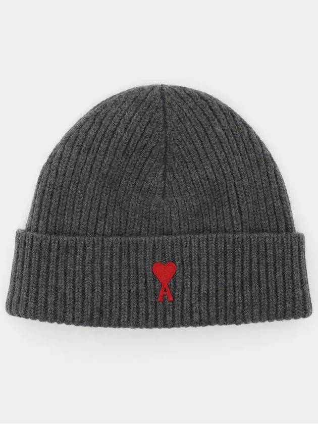 Heart Logo Wool Beanie Heather Grey - AMI - BALAAN 4