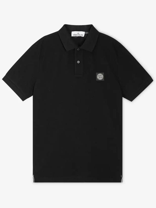 Organic Cotton Elastane Pique Polo Shirt Black - STONE ISLAND - BALAAN 3