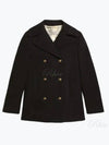 Women's Logo Patch Breasted Peacoat Dark Blue - GOLDEN GOOSE - BALAAN 2