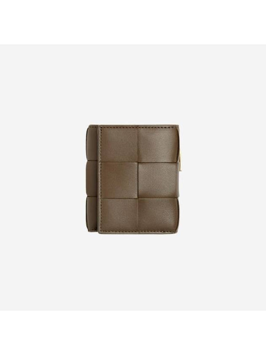 Detachable Card Case Cassette Tri-Fold Half Wallet Taupe Grey - BOTTEGA VENETA - BALAAN 1