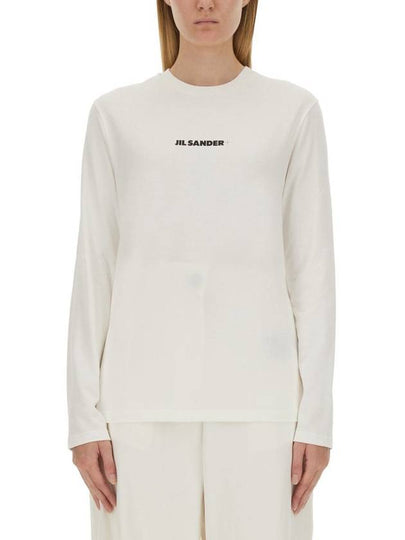 Logo Print Cotton Long Sleeve T-Shirt White - JIL SANDER - BALAAN 2