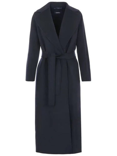 2429016043600 081 S POLDO Wool belt navy coat - MAX MARA - BALAAN 2