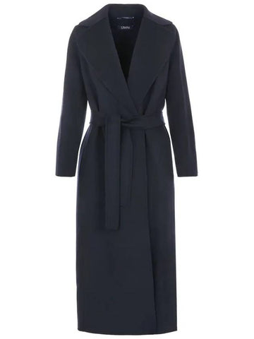 2429016043600 081 S POLDO Wool belt navy coat - MAX MARA - BALAAN 1