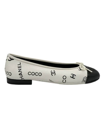 Coco Camellia Printed Leather Ballerina White - CHANEL - BALAAN 1