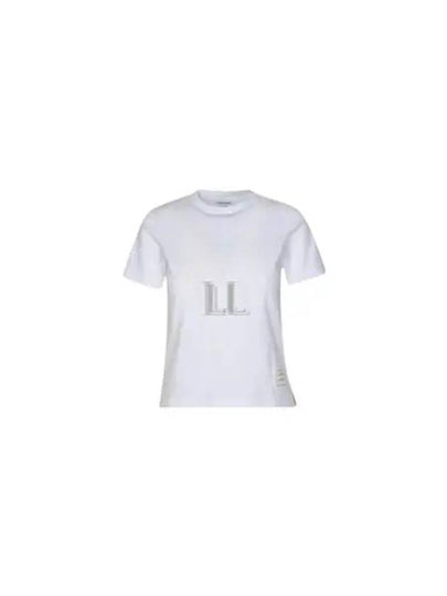 Logo Patch Lightweight Jersey Relaxed Fit Short Sleeve T-Shirt White - THOM BROWNE - BALAAN 2