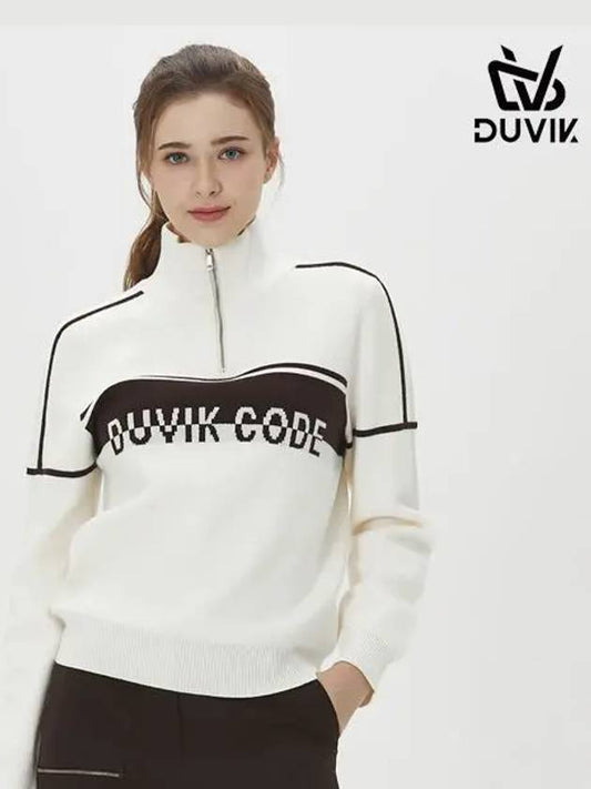 Women s high neck color combination zip up knit sweater DD3WSW251BR - DUVIK - BALAAN 1