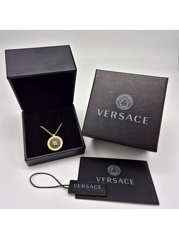 Enamel Medusa Necklace Black Gold - VERSACE - BALAAN 7