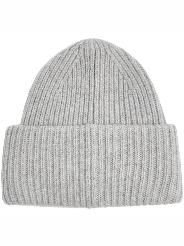 Face Patch Ribbed Wool Beanie Grey - ACNE STUDIOS - BALAAN 4