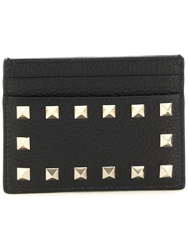 Rockstud leather card wallet black - VALENTINO - BALAAN 1